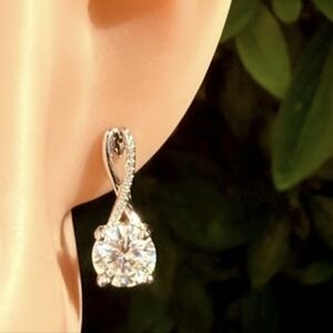 2.00 Carat * Moissanite Accented & Diamond Simulate Earrings * New